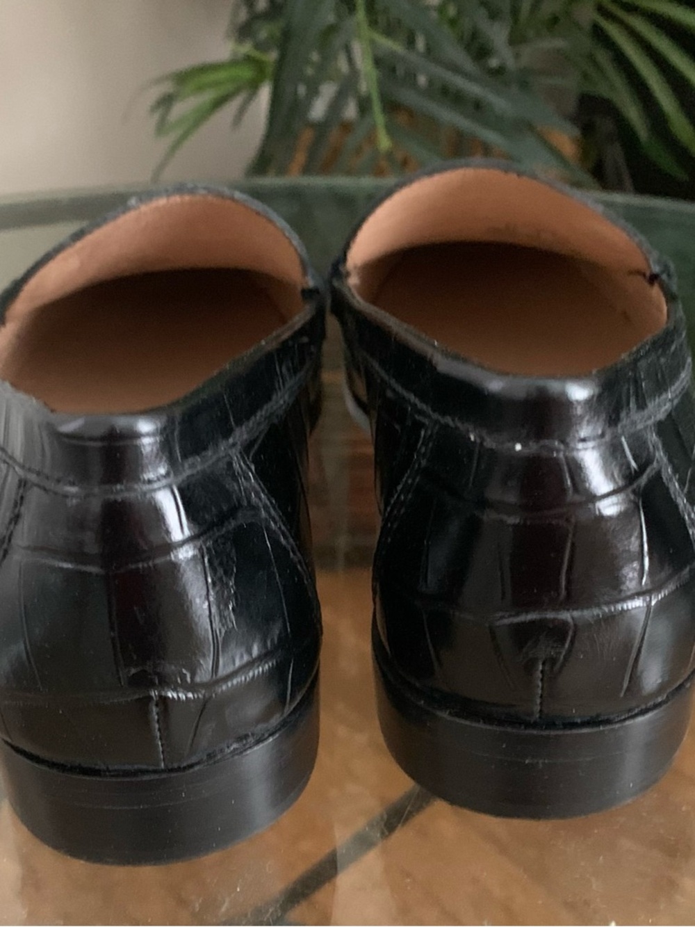 Women’s Black Croc-Embossed Leather Penny Loafers 9.5B - Picture 5 of 8
